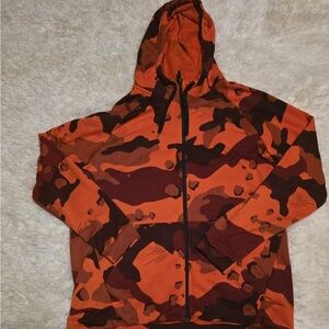 Nike Dri Fit Men’s Orange and Brown Camouflage Sweatshirt Hoodie Size XL EUC